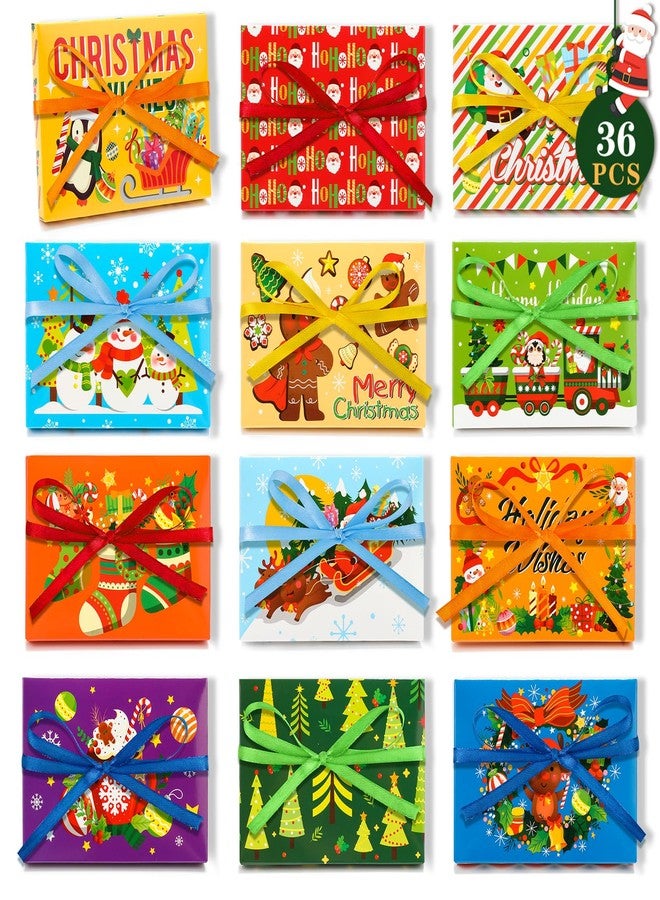 Qpout 36 PCS Christmas Gift Card Holder Boxes with Ribbon,Colorful Paper Decorative Present Wrapping Envelope Gift Card Boxes for Christmas Holiday Gift Decor - Image 1